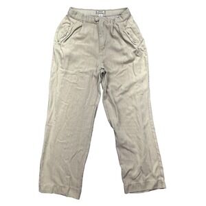 Tommy Bahama Relax 100% Silk Pants Women Sz 10 Fits 26" Beige Zip Coastal Casual